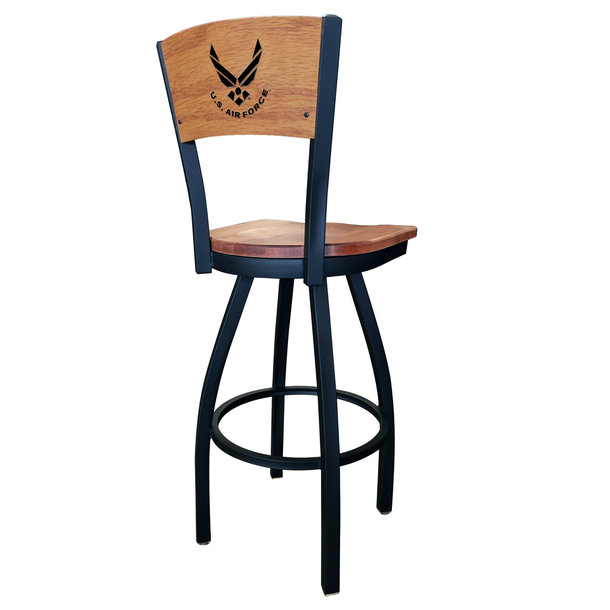 Air Force Wings Swivel Stool with Laser Engraved Back