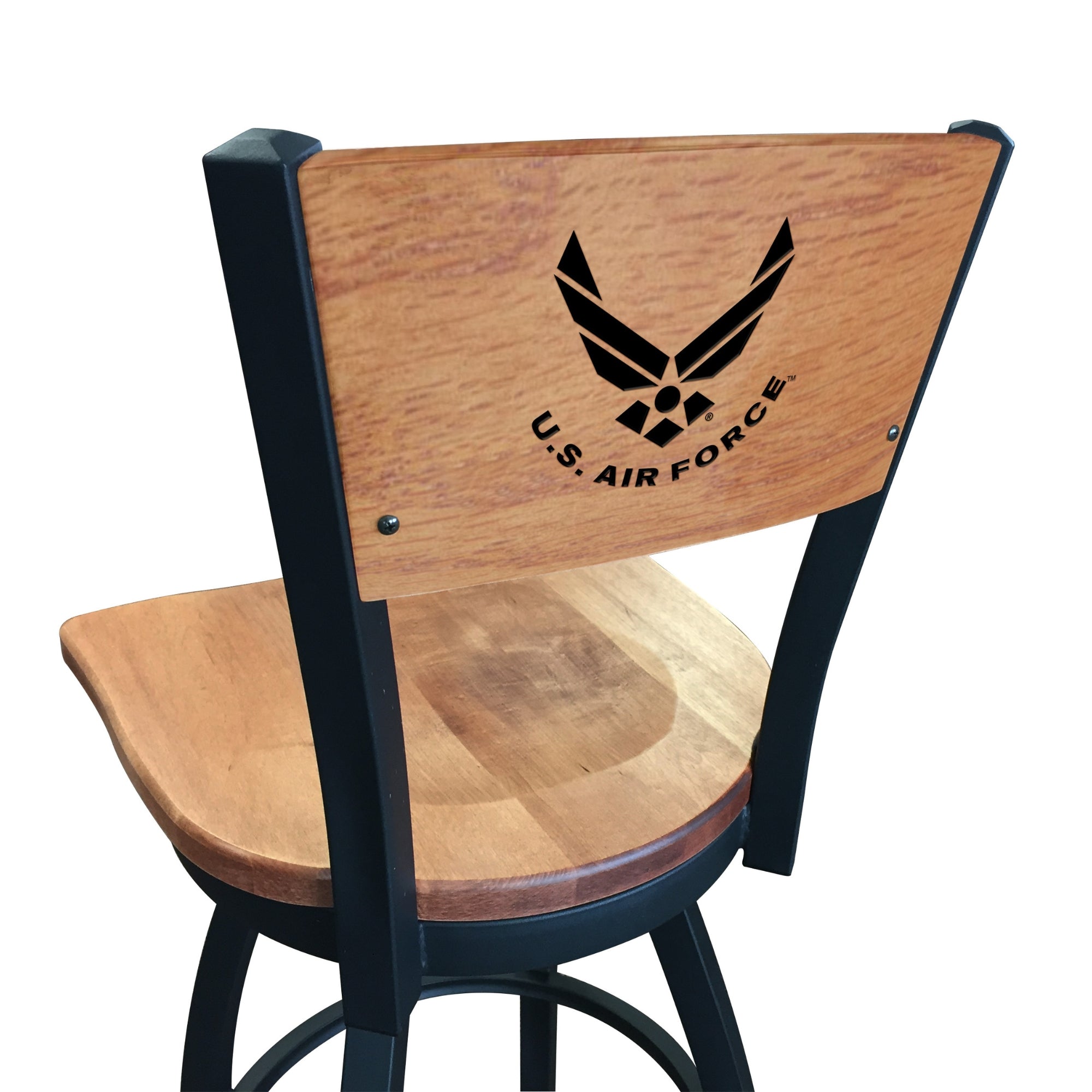 Air Force Wings Swivel Stool with Laser Engraved Back