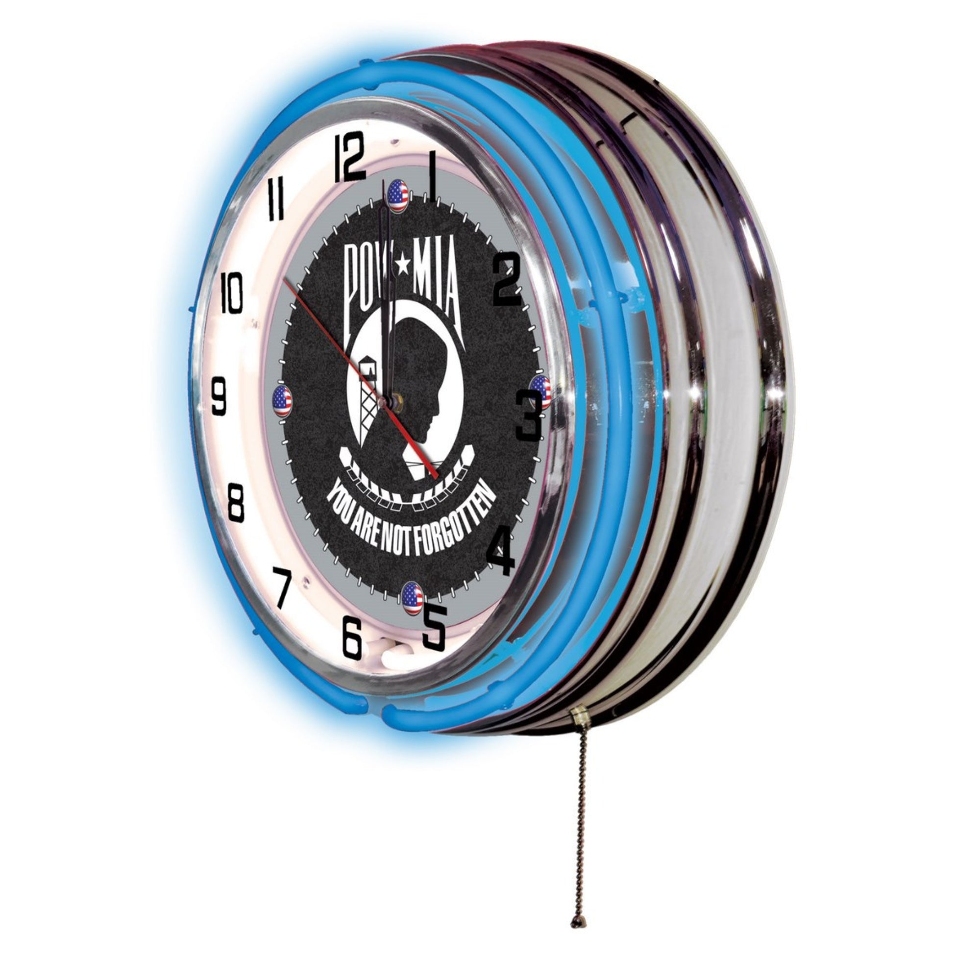 POW/MIA 19" Double Neon Wall Clock*