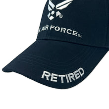 Load image into Gallery viewer, Air Force Retired 3 Hit Hat (Navy)