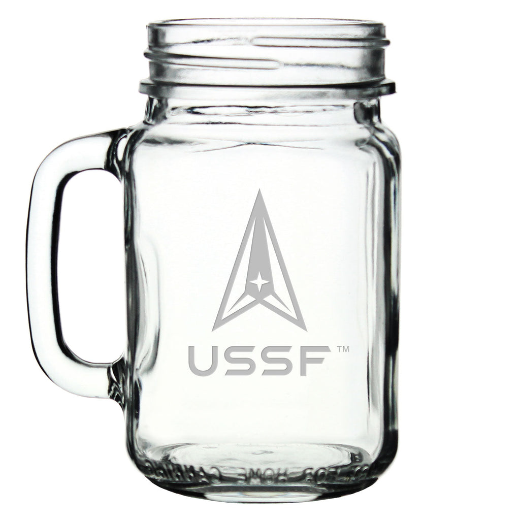 US Space Force 16oz Old Fashioned Drinking Jar with Handle