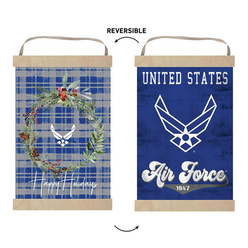 Air Force Plaid Christmas Reversible Banner*