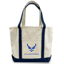 Load image into Gallery viewer, Air Force Wings Classic Natural Canvas Tote (Natural/Navy)