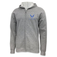 Load image into Gallery viewer, Air Force Wings Left Chest Logo Full Zip Hood