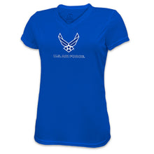 Load image into Gallery viewer, Air Force Wings Ladies Performance T-Shirt (Royal)