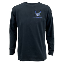 Load image into Gallery viewer, Air Force Wings Youth Left Chest Long Sleeve T-Shirt