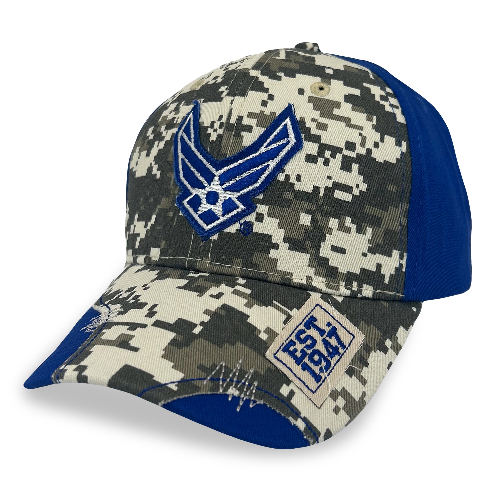 Air Force Wings Distressed Camo Front Hat