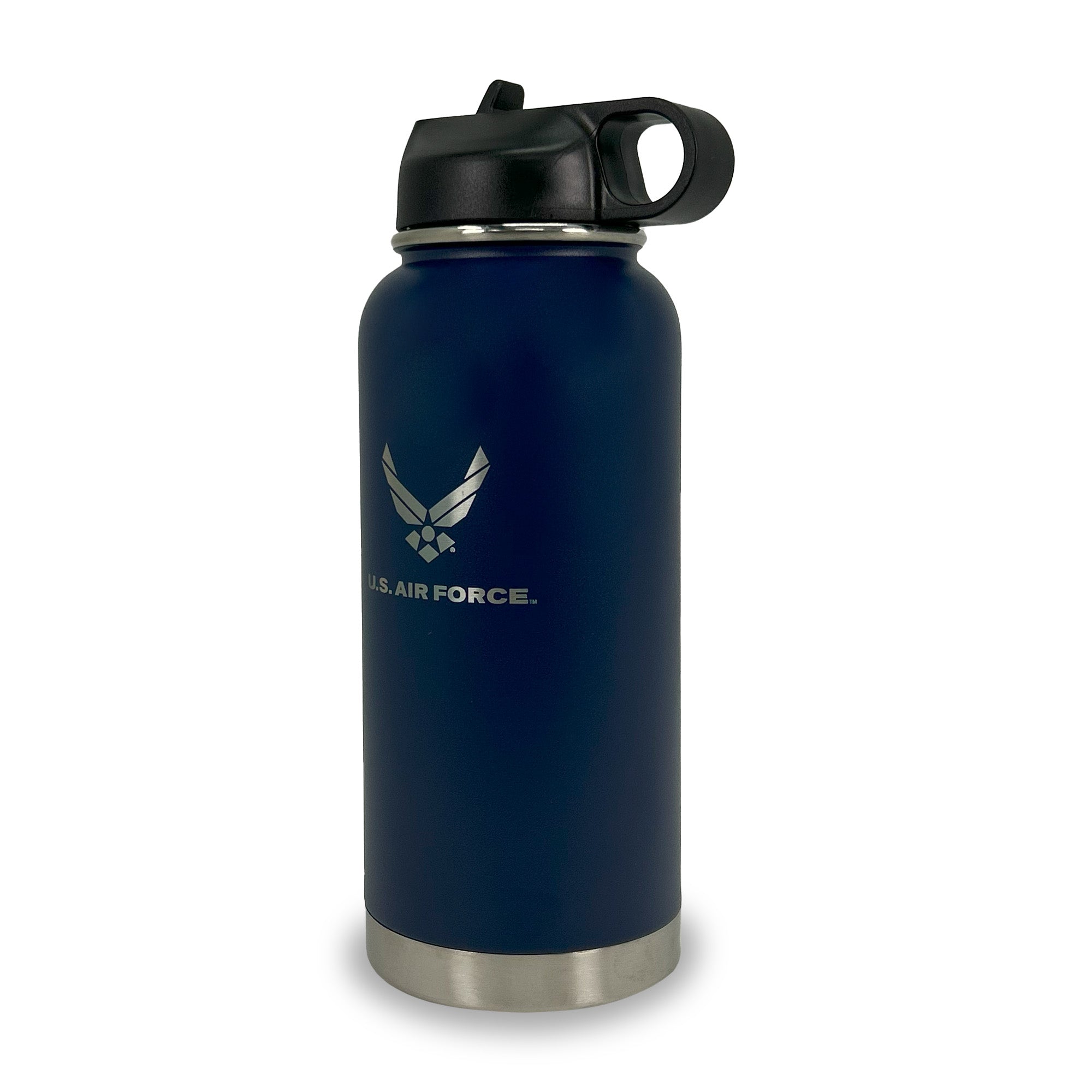 Air Force Wings Stainless Steel Laser Etched 32oz Water Bottle (Navy)