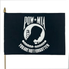 Load image into Gallery viewer, POW 12&quot;x18&quot; Stick Flag (Black)