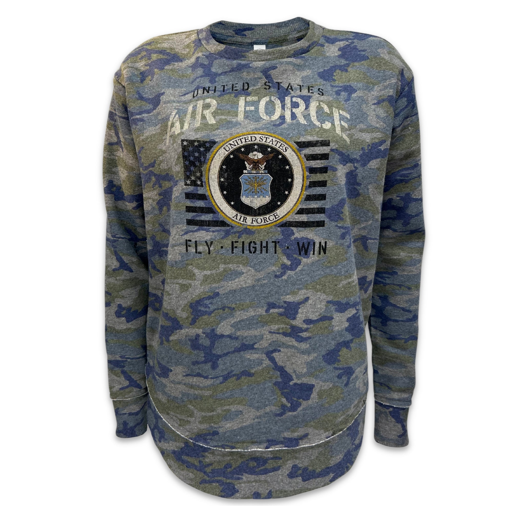 Air Force Ladies Vintage Stencil Fleece Crewneck (Camo)