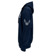 Load image into Gallery viewer, Air Force Wings Tackle Twill Embroidered Fleece Hood (Navy)