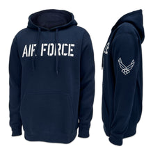 Load image into Gallery viewer, Air Force Wings Tackle Twill Embroidered Fleece Hood (Navy)