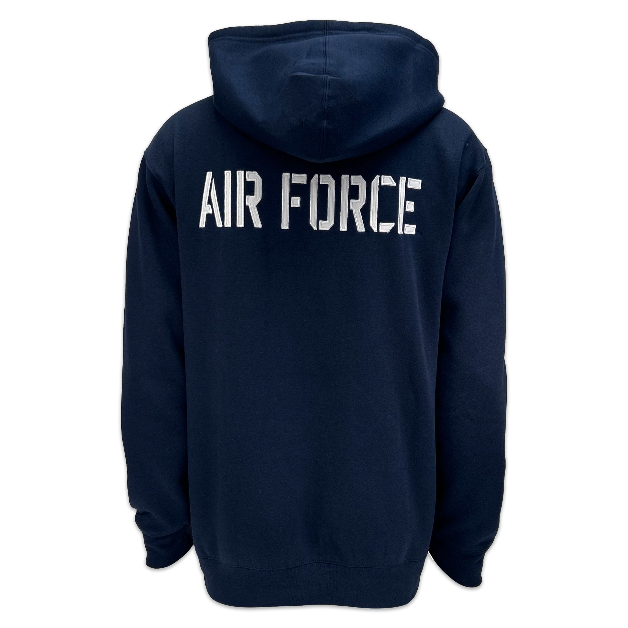 Air Force Wings Tackle Twill Embroidered Fleece Full Zip Hood (Navy)