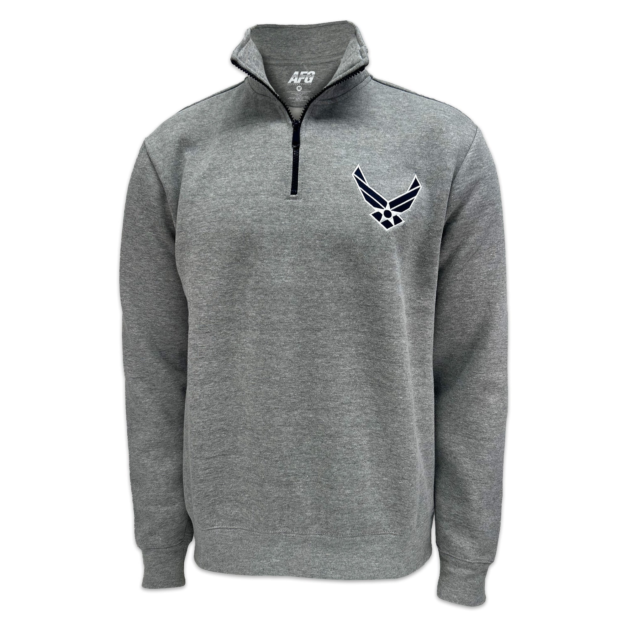 Air Force Wings Tackle Twill Embroidered Fleece Quarter Zip (Grey)