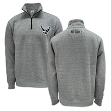 Load image into Gallery viewer, Air Force Wings Tackle Twill Embroidered Fleece Quarter Zip (Grey)