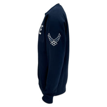 Load image into Gallery viewer, Air Force Wings Tackle Twill Embroidered Raglan Fleece Crewneck (Navy)