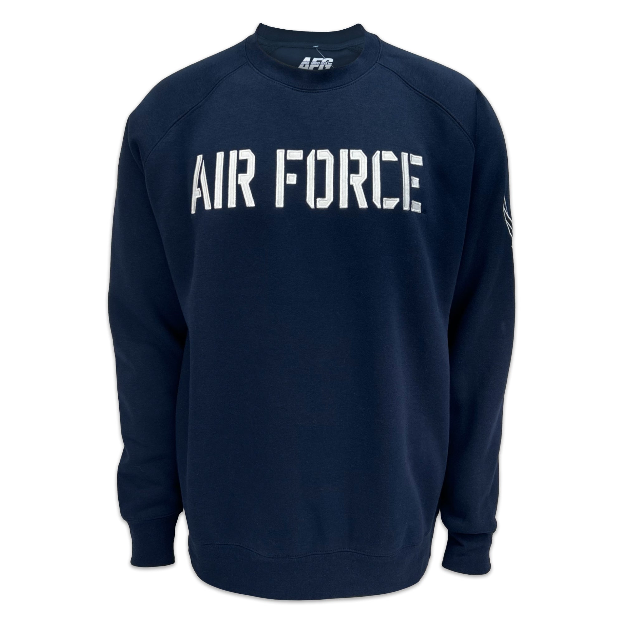 Air Force Wings Tackle Twill Embroidered Raglan Fleece Crewneck (Navy)