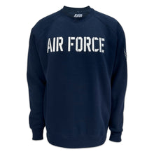 Load image into Gallery viewer, Air Force Wings Tackle Twill Embroidered Raglan Fleece Crewneck (Navy)