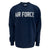 Air Force Wings Tackle Twill Embroidered Raglan Fleece Crewneck (Navy)