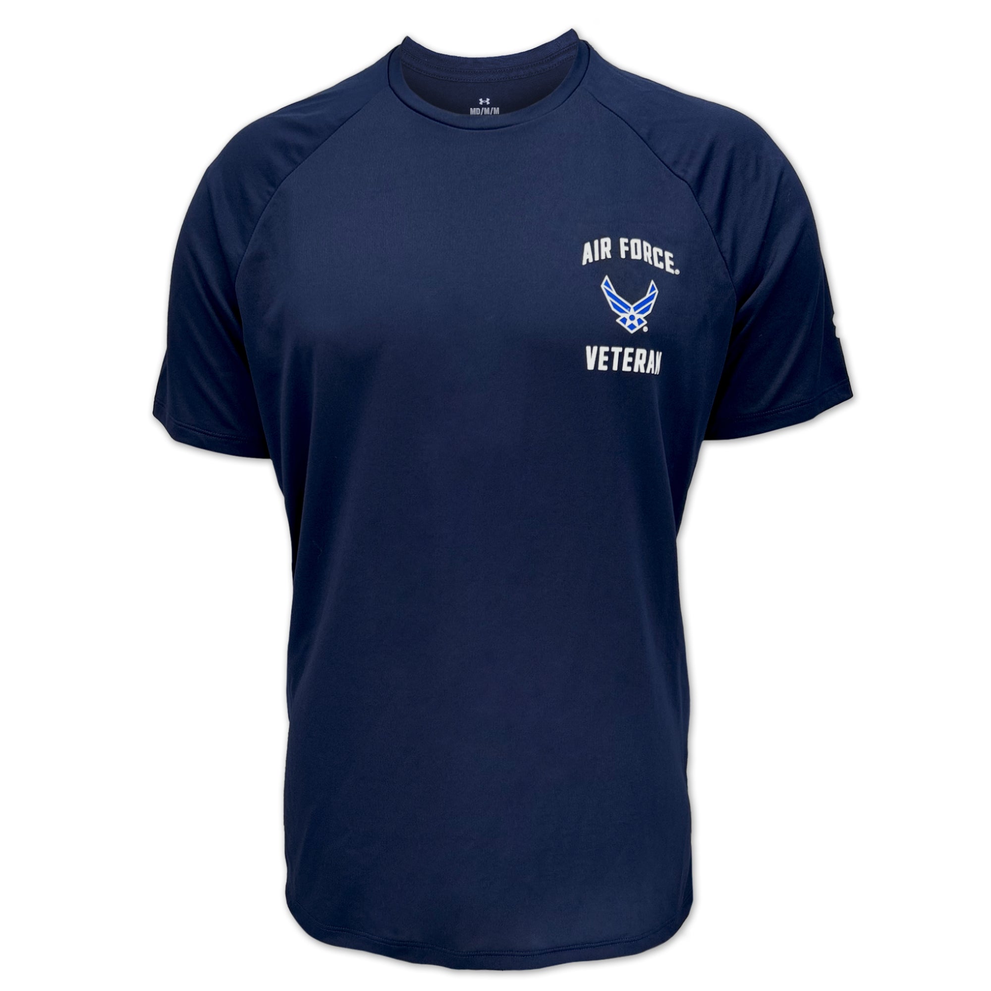 Air Force Under Armour Left Chest Wings Veteran Tech T-Shirt (Navy)