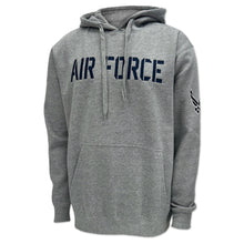 Load image into Gallery viewer, Air Force Wings Tackle Twill Embroidered Fleece Hood (Grey)