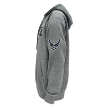 Load image into Gallery viewer, Air Force Wings Tackle Twill Embroidered Fleece Hood (Grey)