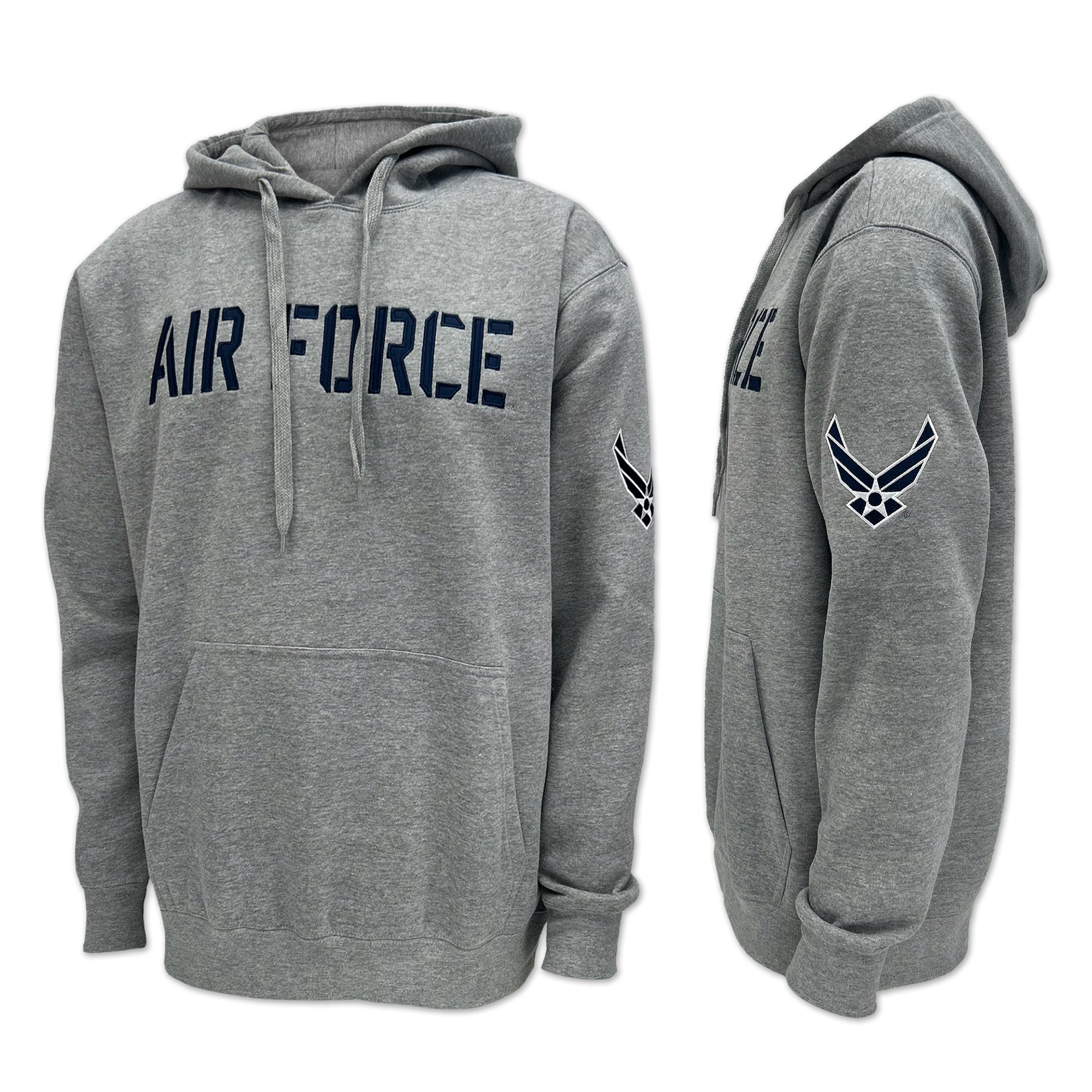 Air Force Wings Tackle Twill Embroidered Fleece Hood (Grey)