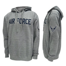 Load image into Gallery viewer, Air Force Wings Tackle Twill Embroidered Fleece Hood (Grey)