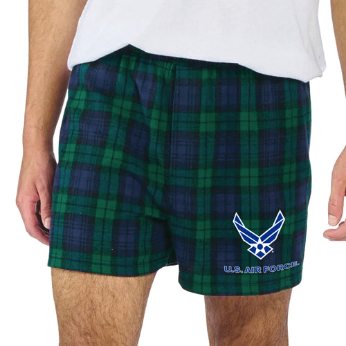 Air Force Wings Logo Flannel Shorts (Blackwatch)