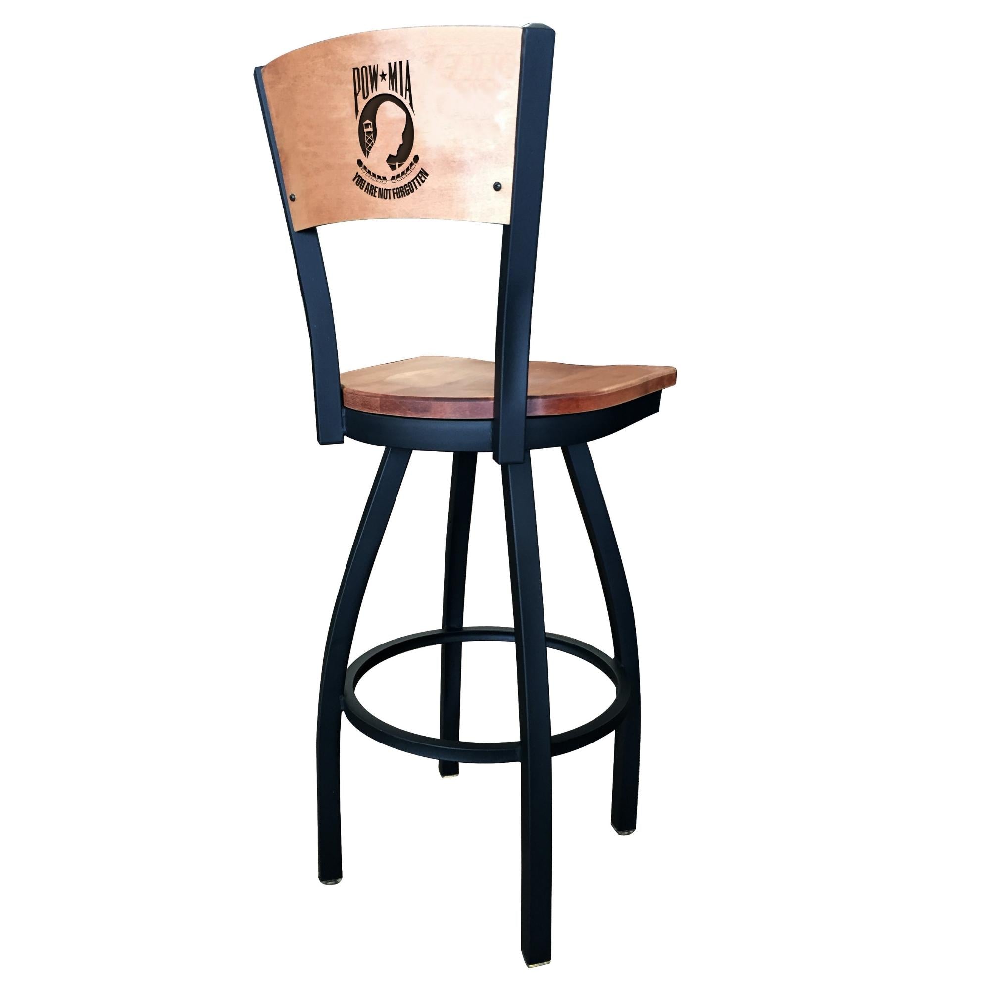 POW/MIA Swivel Stool with Laser Engraved Back*