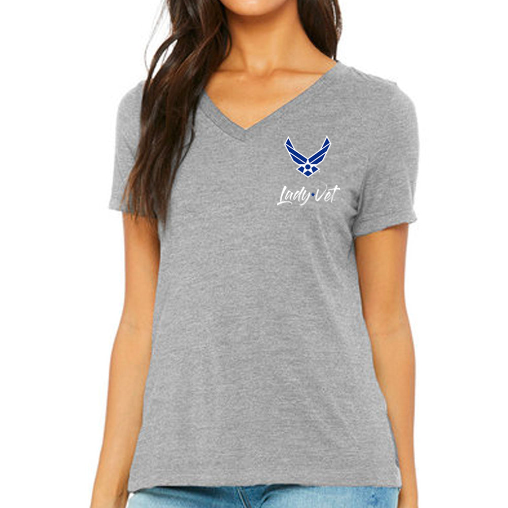 Air Force Lady Vet Left Chest Logo V-Neck T-Shirt