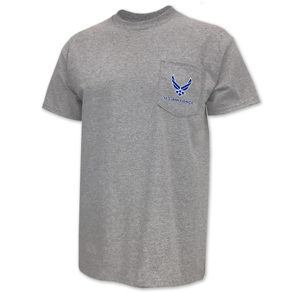 AFG U.S. Air Force T-Shirts: Air Force Wings Logo Pocket T-Shirt Royal / XL