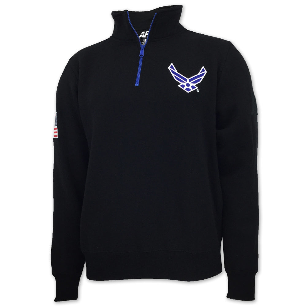 Air Force Wings Embroidered Fleece 1/4 Zip (Black)