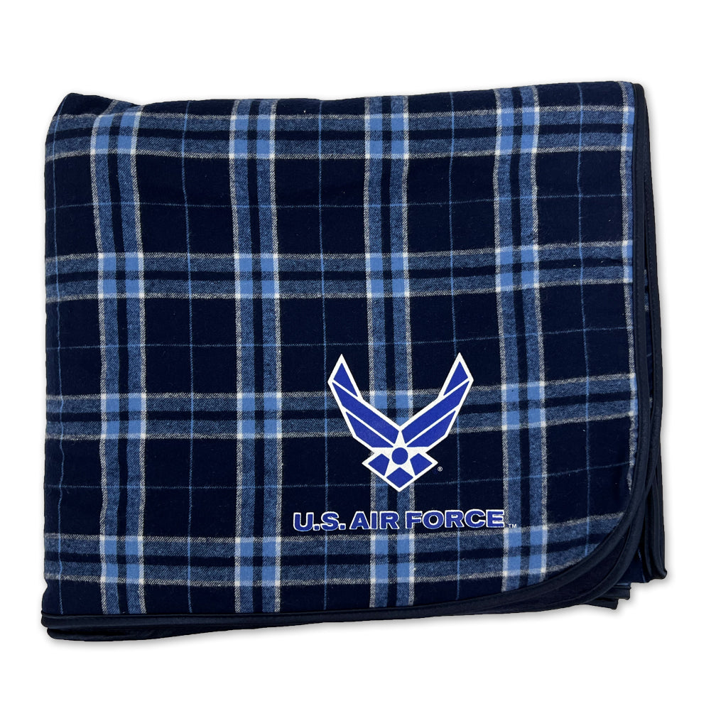 Air Force Wings Premium Flannel Blanket (Navy/Columbia)