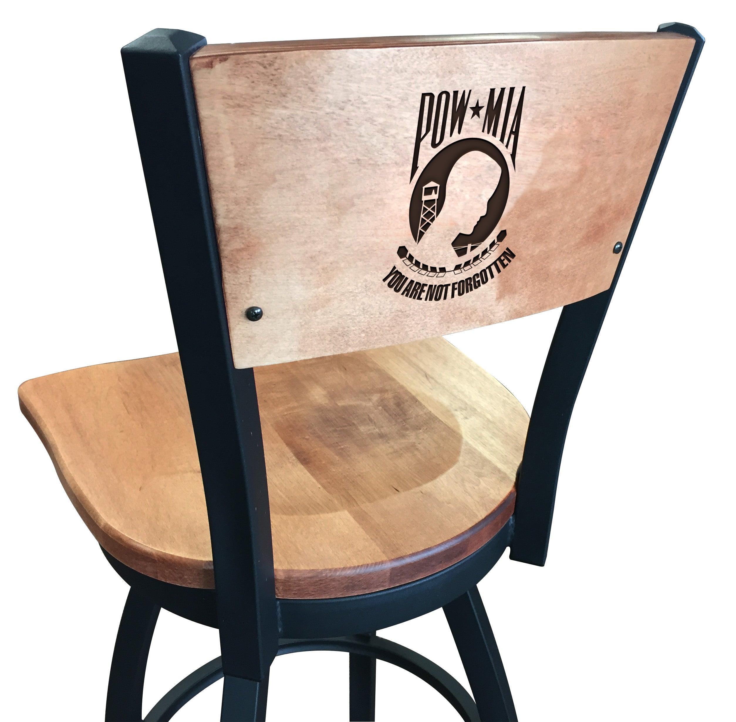 POW/MIA Swivel Stool with Laser Engraved Back*