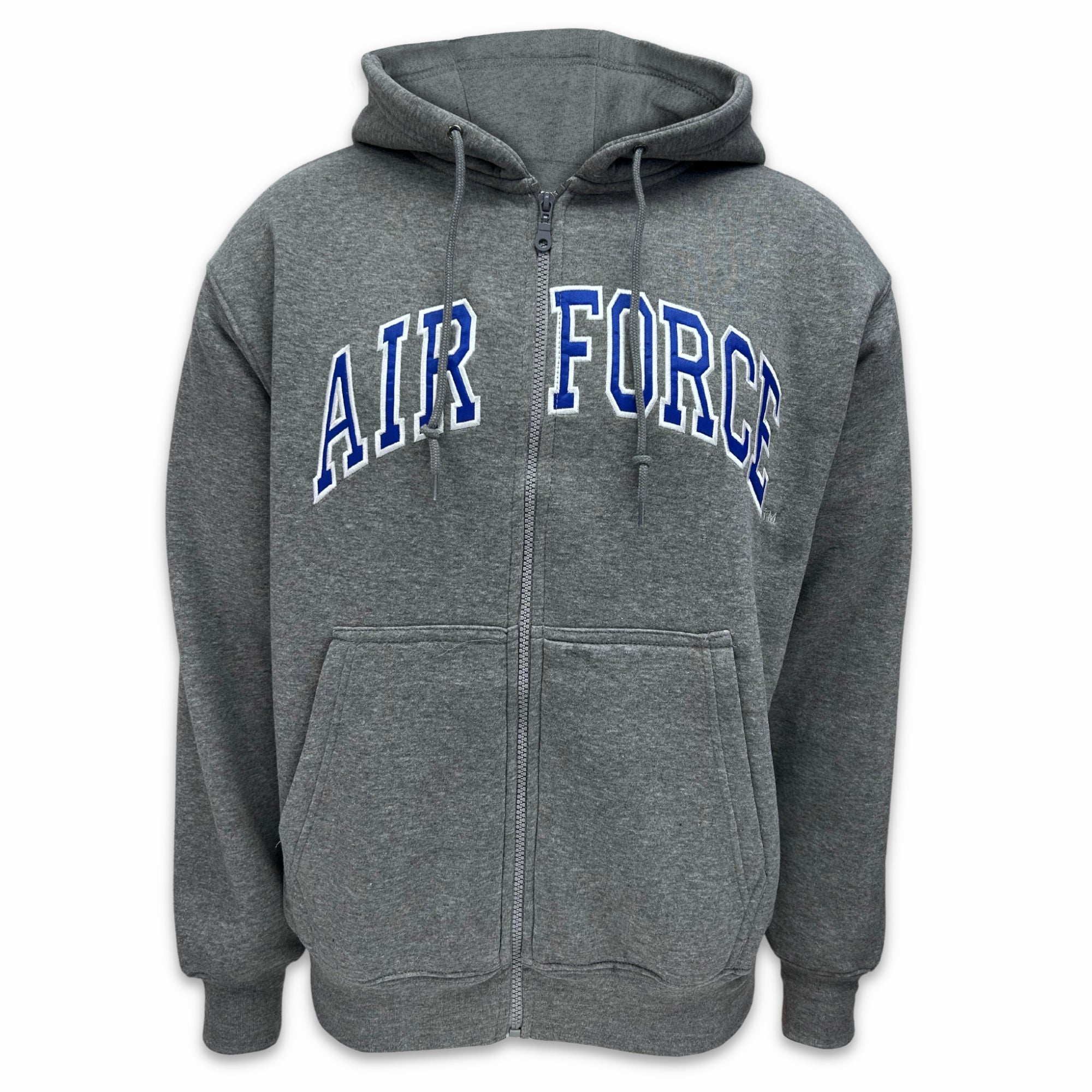 Air Force Embroidered Full Zip Hoodie Sweatshirt (Grey)