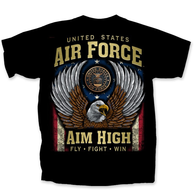 Air Force Gold Eagle Aim High T-Shirt (Black)