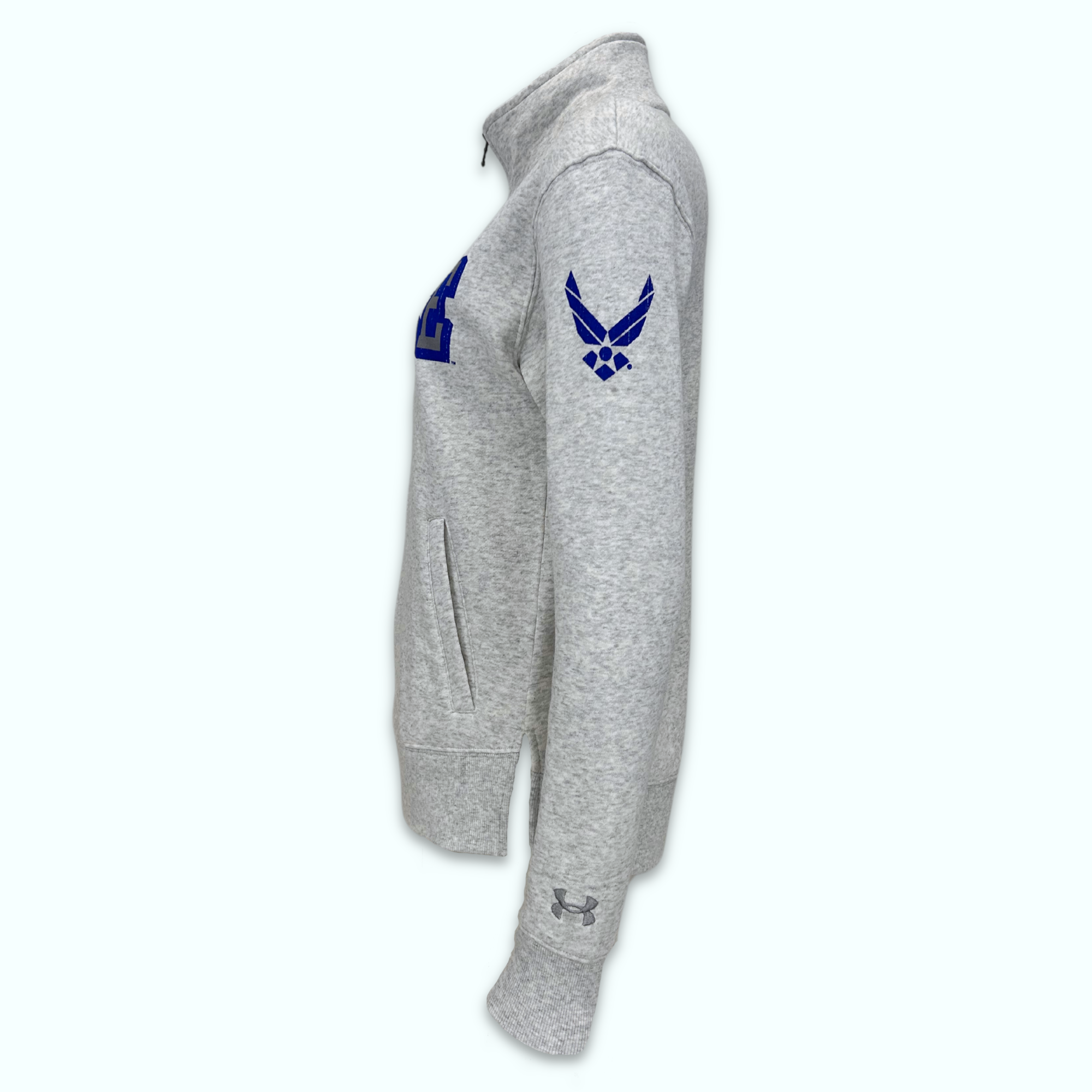 Air Force Ladies Under Armour Distressed Fleece Full Zip (Grey)