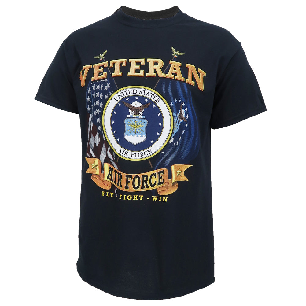 Air Force Veteran Seal Flags T-Shirt (Black)