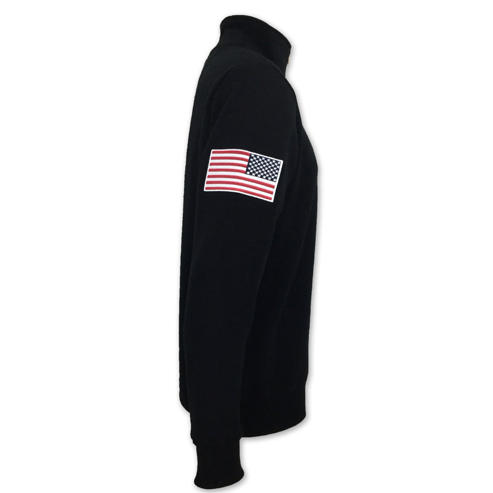 AIR FORCE WINGS EMBROIDERED FLEECE 1/4 ZIP (BLACK) 1